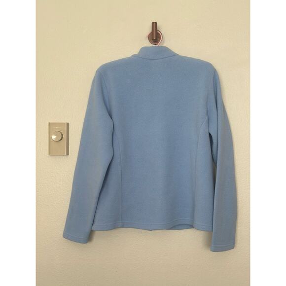 L.L. Bean Med. Periwinkle Blue Purple Fleece Button Jacket Sweatshirt Polartec - Picture 5 of 5
